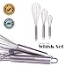 Wire Whisks - Extra Strength Stainless Steel Whisk Set of 3 – Quality Kitchen Utensils - Hand Mixers for Blending Stirring Whipping Chocolate, Dough, Flour, Milk and Eggs - Small, Medium Large