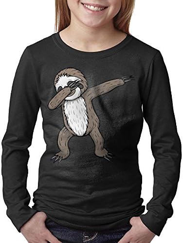 Girls' Or Boys' Sloth Dabbing Crew Neck Long Sleeve T-shirts