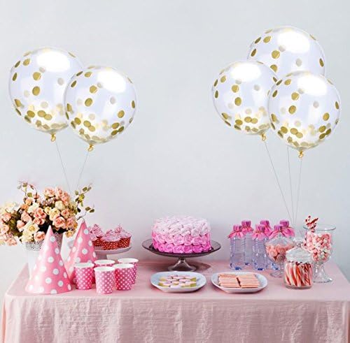 Party Balloons, ISUDA 12″ Balloons With Golden Paper Confetti Dots For Party Decorations, Birthday Wedding &amp; Proposal Decorations – 20 Pack