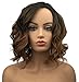 Wiginway Short Wavy bod Wig for Women, Side Parting Wig, Natural Looking, Ombre Medium Brown Golden 12 Inch
