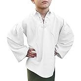 Eymitory Boys Medieval Pirate Shirt Kids Viking Renaissance Ruffle Shirt Halloween Scottish Jacobite Ghillie Costume Tops