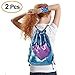 KUUQA Sequin Mermaid Drawstring Backpack Bag with Wristband Bracelet ,Magic Reversible Sequin Glitter Hiking Gym Shoulder Bag Birthday Party Favors Gifts（2 Pcs）