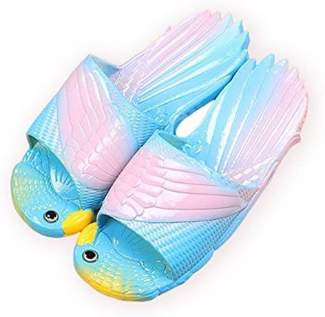 Birds Animals Slippers Sandals Parrot Shoes Women Children Bathing Casual Shoes (Female 7-8/male 6-6.5, Blue + Powder)