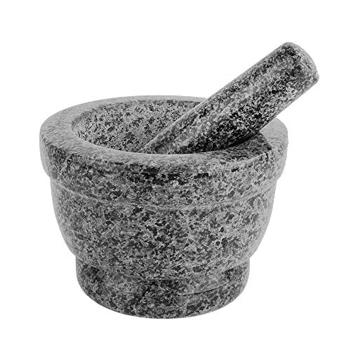 SZUAH Granite Mortar and Pestle Set, Solid Natural Excellent Granite Grinder Set, for Spices, Seasonings, Pastes, Pesto and Guacamole (6", 2 Cup Capacity, Black) … - Thumbnail 5