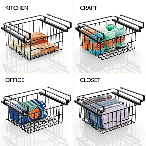 mDesign Compact Hanging Pullout Drawer Basket Sliding Under Shelf