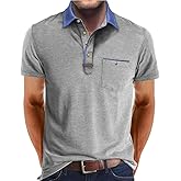 SEGANUP Men's Casual Collared Polo Shirts Cotton Short Sleeve Golf Shirts Fashion Basic Shirts with Pocket