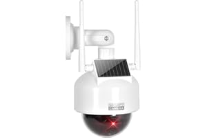 BNT Solar Dummy Fake Camera Security Outdoor, Solar Powered Simulated Surveillance Cameras with 1 Flashing Red LED Light/CCTV Sticker, Fake Dome Camera for Home.(Battery not Included)