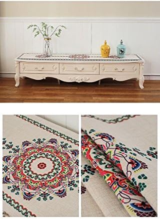 Miustyle Retro Cotton Linen Pattern Table Runner Cloth For Home Kitchen Dinning Furniture Living Room Festival Décor (20x79 Inches, Bohemian Style)