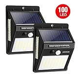 Solar Motion Sensor Light IDESION 100 LED Outdoor 3 Modes 270°Wide Angle Waterproof Solar Powered Security Night Light for Garden Fence Deck Patio Garage Yard 2 Pack