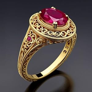 Classic Vintage Synthetic Red Gemstone Rings for Women Elegant Design Golden Color Hollow Party Gorgeous Lady's Rings Gift Ne