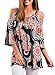 Dearlove Women's V Neck 3/4 Bell Sleeve Floral Printed Mesh Patchwork Blouse Loose Summer Top Shirt
