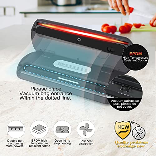 KitchenBoss Food Vacuum Sealer Machine: Vacuum Sealer Machine for Dry and Moist Foods Storage Preservation Automatic Vacuum Sealing Include 5 Pcs Food Vacuum Bags