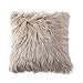 OJIA Deluxe Home Decorative Super Soft Plush Mongolian Faux Fur Throw Pillow Cover Cushion Case (18 x 18 Inch, Light Coffee)