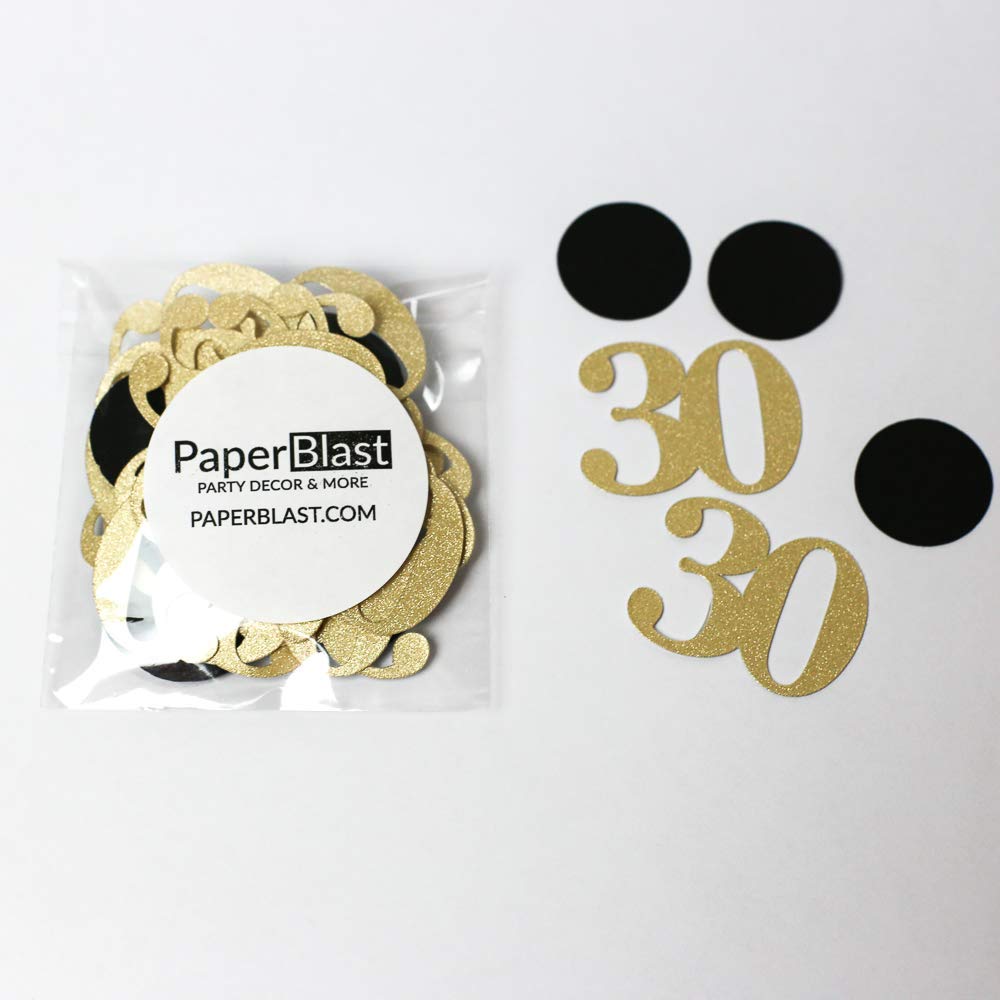 30th Birthday Decoration 30 Number Confetti Black And Gold