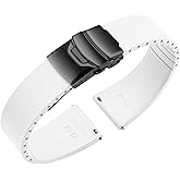 ULLCHRO Fluororubber Watch Strap - Fast Release Cut-to-Size 18mm 19mm 20mm 21mm 22mm FKM Rubber Watch Band with Buckle Soft Universal Waterproof Replacement Band Strap for Men Women