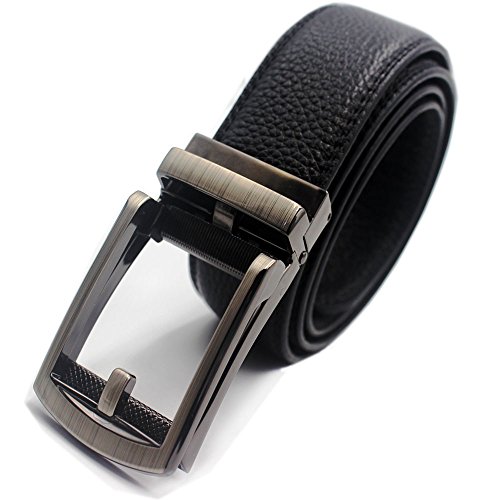 Mens Rachet Dress Belts Black with Automatic Sliding Buckle Click Belt Fits up to 44