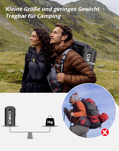 CIXMUS Inflatable Camping Sleeping Mat with Foot Pump and Pillow, 12 cm Thickened - Comfortable, Ultralight, Small Pack Size, Connectable - Ideal for Hiking, Camping and Travel