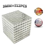 Magnetic Cube,3mm 512pcs Magnet Cube Intellectual Toy Stress Relief & Magnet Desk Toy for Children and Adults