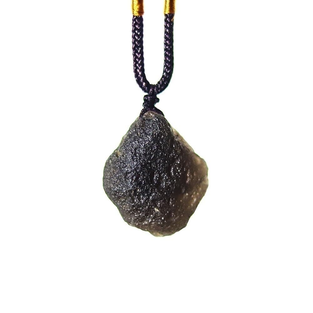 JEVLUH Genuine Saffordite Aka Cintamani Stone Necklace,Genuine Rough Arizona Obsidian Tektite,Irregular Shape