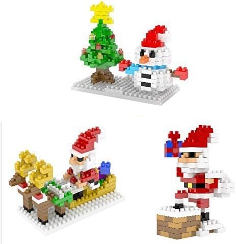 Otulet Christmas Santa Claus Snowman Elk Building Mini Blocks Toy Building Blocks Nano Diamond Blocks Building Set DIY 3 Boxes (with Otulet FREE Brick Separator)