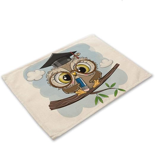 SELLA Kawaii Eule Muster Küche Tischset Baumwolle Leinen Esstisch