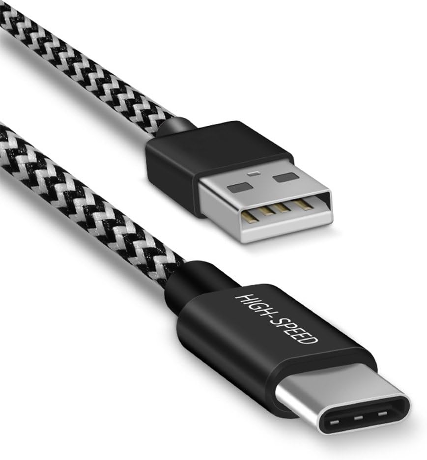 TACOO USB Type C Cable 1.6ft(0.5 M), Nylon Braided Black Type C to USB A Fast Charge Phone Cord for Samsung Galaxy S8+ S8,LG G6/G5/V20,New MacBook, Nexus 5X, 6P, Nokia N1 Tablet,Other USB C Devices