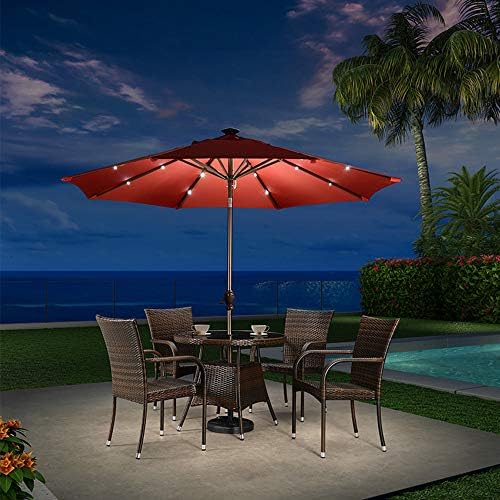 Patio Umbrella ガーデンパラソル 24の小さなソーラーledライト パラソル クランクパラソル 300cm 防水 ビーチ