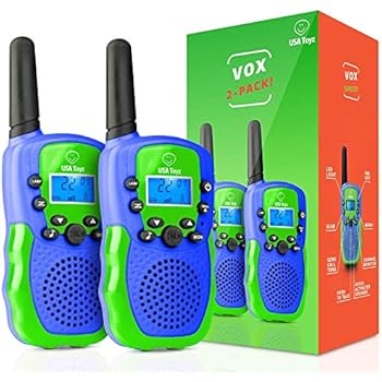 USA Toyz Vox Box Walkie Talkies for Kids - Voice Activated Walkie Talkies for Boys and Girls, with Over 2 Mile Range (Green and Blue)