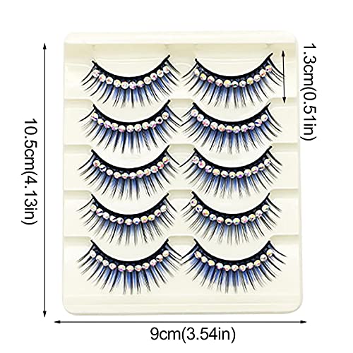 Mixed Coloured Mink Eyelashes With Rhinestones Thick Eyelash Reusable Lashes Wispy And Light(Purple)