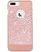 iPhone 7 Plus Case, BENTOBEN Sparkly Rhinestone Bling Hybrid Slim Hard Cover Laminated with Luxury Shiny Synthetic Leather Protective Case for iPhone 7 Plus (5.5 inch), Rose Gold