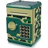 Yoego New Kids Cartoon Electronic Money Bank, Security Piggy Bank Mini ATM Password Coins Money Savings Box Toys Smart Voice & Music Prompt,Code Lock for Children/Toy Gifts Birthday Gift (Green Camo)