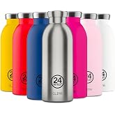 24Bottles Clima Bottles - Insulated Water Bottle 11oz/17oz/29oz, Water Bottles with 100% Leak Proof Lid (12 Hours Hot and 24 Hours Cold Beverages), Made of Stainless Steel, Italian Design