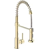 Casavilla Kitchen Faucet, Commercial Kitchen Sink Faucets with Pull Down Sprayer, Stainless Steel Faucets for Kitchen Sinks, Dual Function Spray Head, Single Handle Spring Kitchen Faucets -Gold
