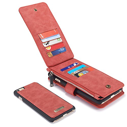 iPhone XS 5.8" Case with Card Holder,elecfan Magnetic Detachable Back Cover with Zipper Wallet Handbag for Women,Vintage PU Leather Case for iPhone Xs (2018) / iPhone X (2017) 5.8 inch Screen - Pink - Thumbnail 2