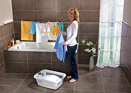 18m 5 Lines Retractable Wall Mounted Heavy Duty Extendable Reel Adjustable Clothes Drying Line for Garden or Indoor Use