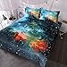 BlessLiving Galaxy Bedding Kids Boys Girls Outer Space Bedding Sets 3 Piece Red Blue Green Nebula Duvet Cover Universe Bed Set (Twin)