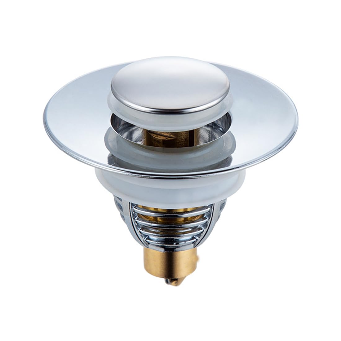 LAWALEISHE Universal Sink Plug Replacement,Pop Up Sink Hole Plug Cover with Strainer,Stainless Steel Push Style Plug for Bathtub Kitchen Basin Sink,for 32-42mm Drain Holes