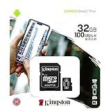 Kingston Canvas Select 32GB MicroSDHC Class 10 MicroSD Memory Card UHS-I 80MB/s R Flash Memory Card with Adapter (SDCS/32GB)