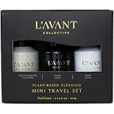 L'AVANT Collective Kitchen Essentials Mini Travel Set Dish Soap, Hand Soap, Multipurpose Surface Cleaner High Performing Notes of Ylang Ylang, Bamboo, Lavender, Geranium Fresh Linen Scent 3x 2oz