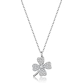 SLUYNZ 925 Sterling Silver CZ Clover Pendant Necklace for Women Teens Lucky Clover Pendant Necklace Choker