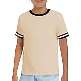 Haloumoning Boys Short Sleeve T Shirts Kids Summer Crewneck Color Block Tops Fashion Tees 5-14 Years