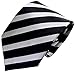 Secdtie Men's Classic Striped Black And White Woven Silk Tie Microfiber Necktie