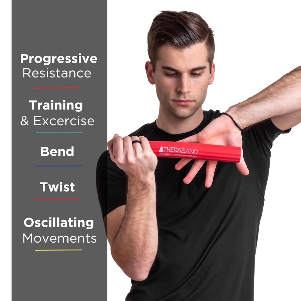 THERABAND FlexBar Tennis Elbow Therapy Bar - Relieve Pain, Assorted Resistance