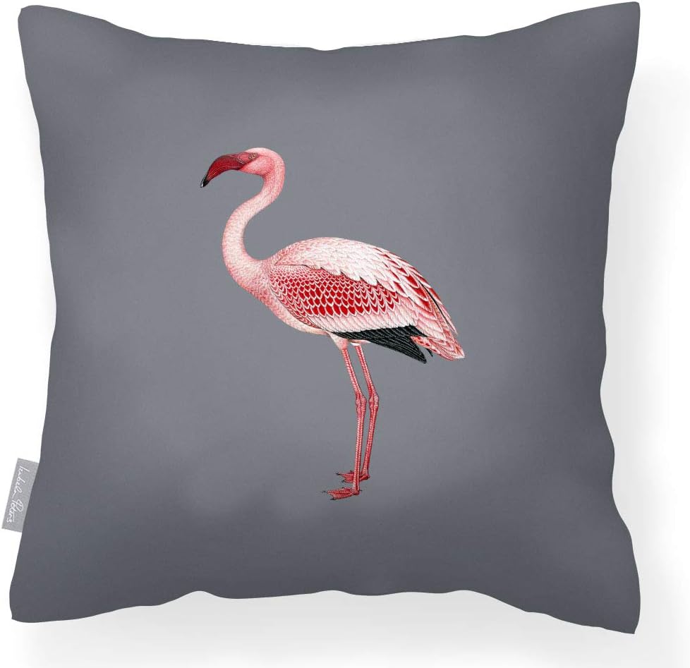 Izabela Peters Outdoor Cushions Waterproof, 43 cm, Filled Outdoor Cushion, Flamingo, Grey, Garden Furniture Cushions