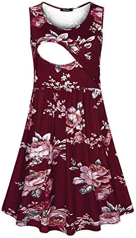 Quinee Women's Floral Short Sleeve Summer Maternity Nursing Breastfeeding Dress