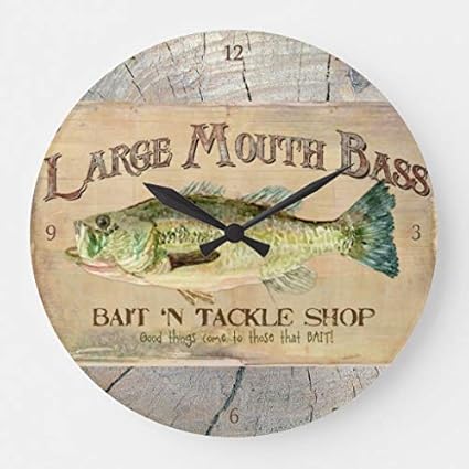 Amazon Com Tattyakoushi 12 Wood Clock Large Mouth Bass Lakeside