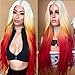 ABOREE Blonde Ombre Synthetic Wigs Long Wavy None Lace Wig Synthetic Hair for Cosplay Wig (Blonde to Yellow Red)