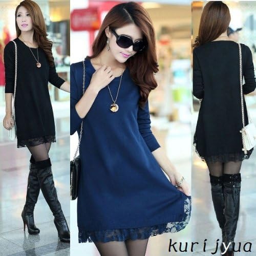 Amazon 大きいサイズ フェミニン ワンピース 着やせエレガント チュニック Ll 4l 4l ネイビー ワンピース チュニック 通販