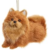 Bridge Collection Pomeranian Dog Ornament - Furry Pomeranian for Holiday Decor - Animal Christmas Tree Ornament - Pet Lovers