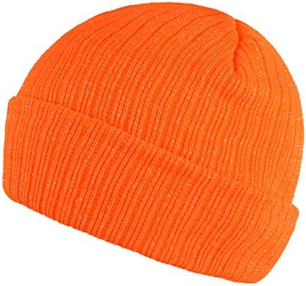 Timol Unisex Beanie Knit Winter Soft Warm Hats For Women and Men Beanies Skull Caps (Neon-Orange)